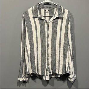 Orvis Linen Blend Shirt button up cuffs, Womens size Large.